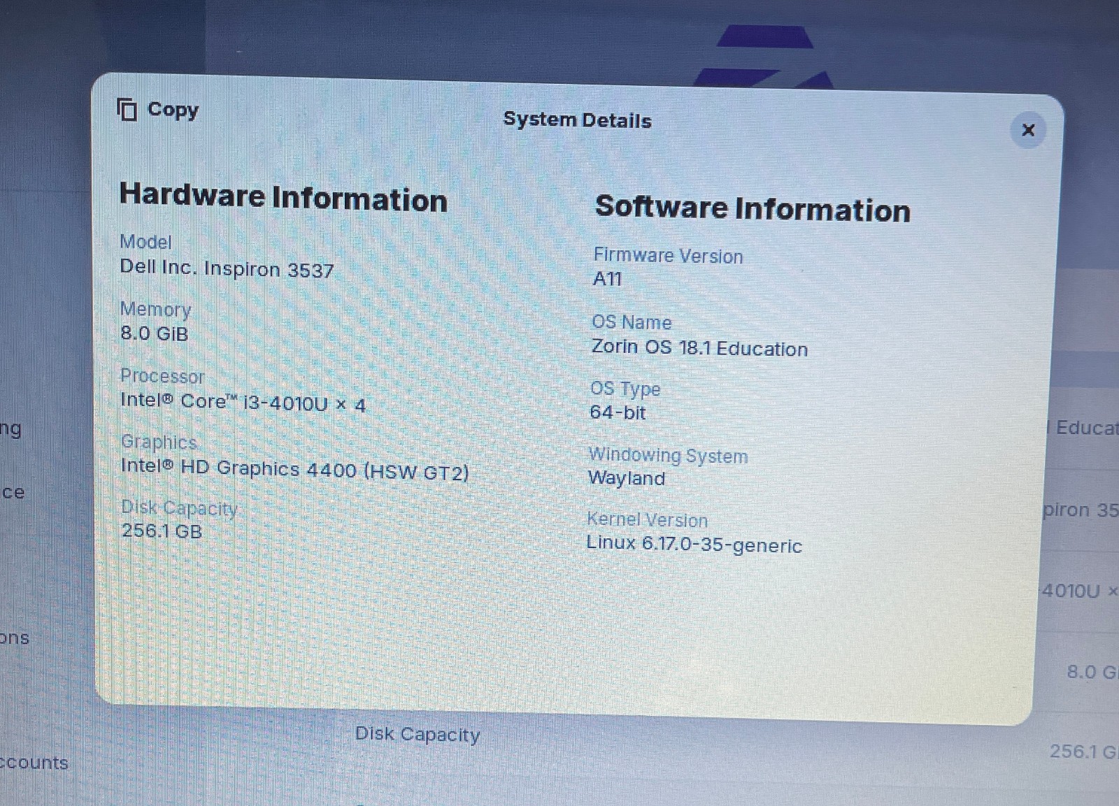 DELL INSPIRON 15-3537 *TOUCH* Laptop 15″ i3 256gb+1tb Linux Zorin 18-extras-22