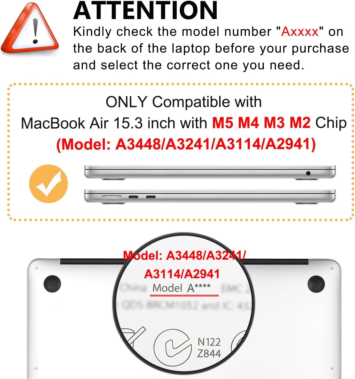 Crystal Clear Case for MacBook Air 15-inch M5 M4 M3 M2 A3448 A3241 A3114 A2941