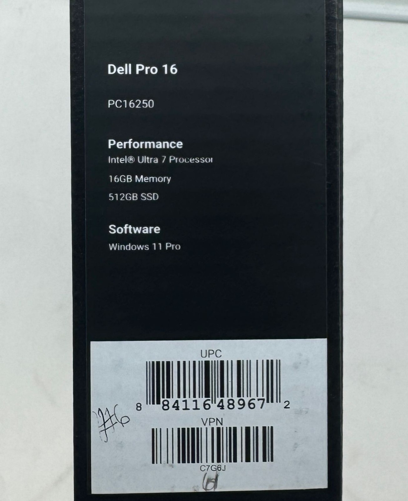 Dell Pro 16 PC16250 Touchscreen Notebook Ultra 7 265U 16GB 512GB SSD C7G6J