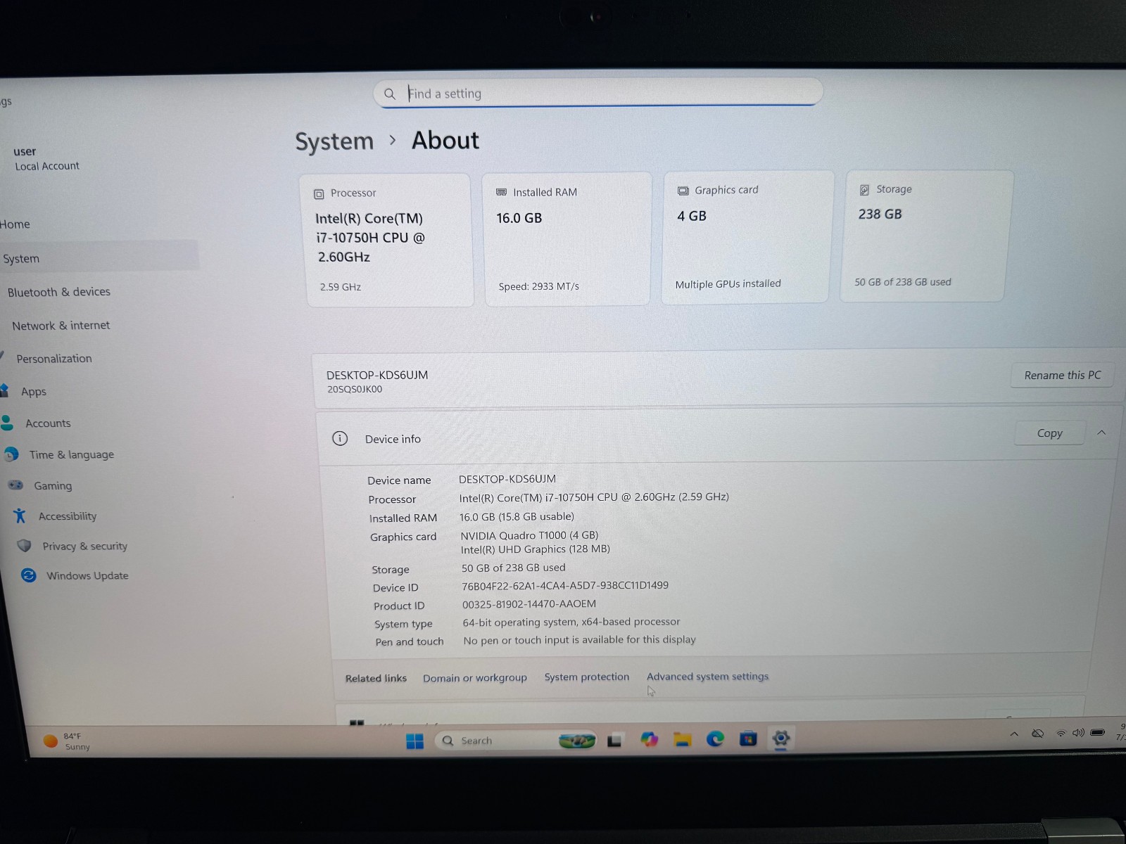 Lenovo ThinkPad P17 Gen 1 Laptop i7-10750H 2.6GHz 16GB 256GB SSD 17″ W11 T1000