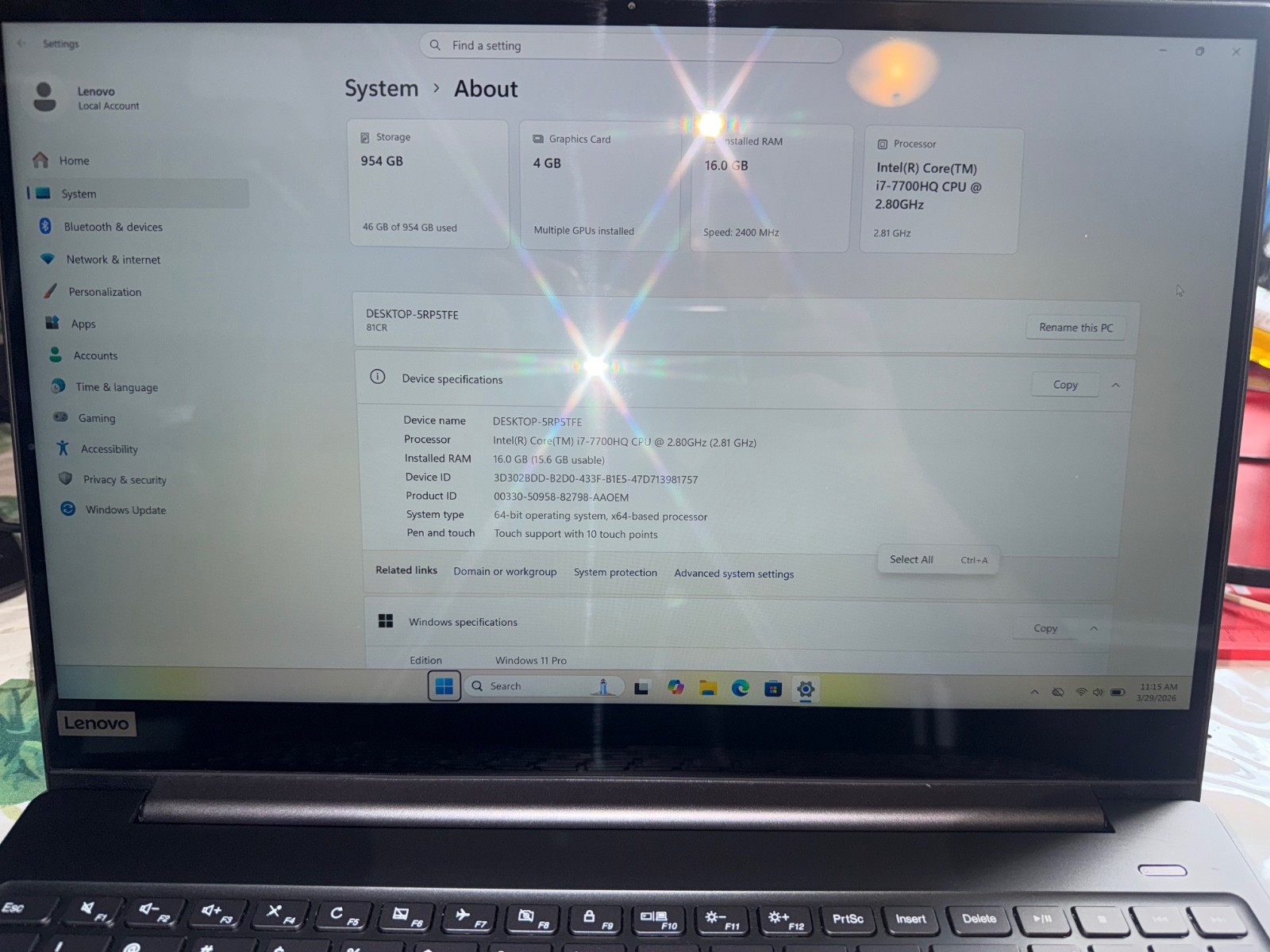 Lenovo IdeaPad 720S 15IKB i7-7700HQ 16GB RAM 1TB SSD GTX Touchscreen Laptop