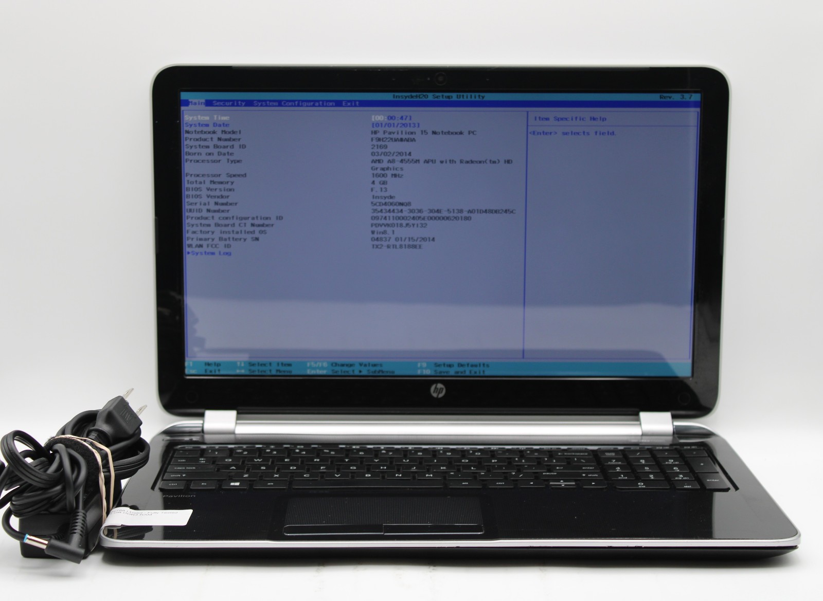 HP 15-n211dx _ AMD A-8 @ 2.4 GHz + Radeon _ 4GB RAM _ No SSD _ No OS