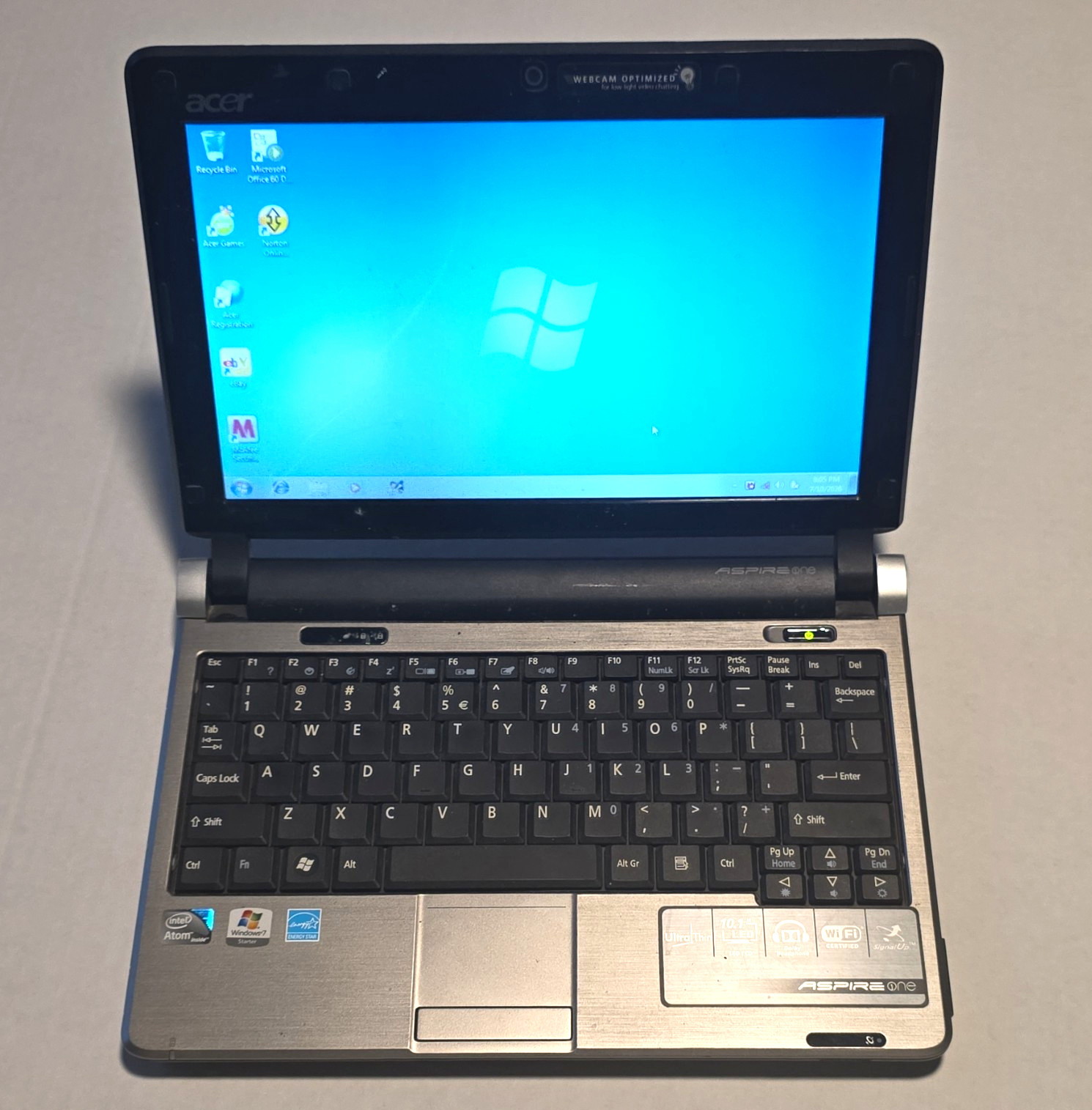 Acer Aspire One 10.1in Intel Atom 1.66GHz 1GB 160GB Win7 Starter Black