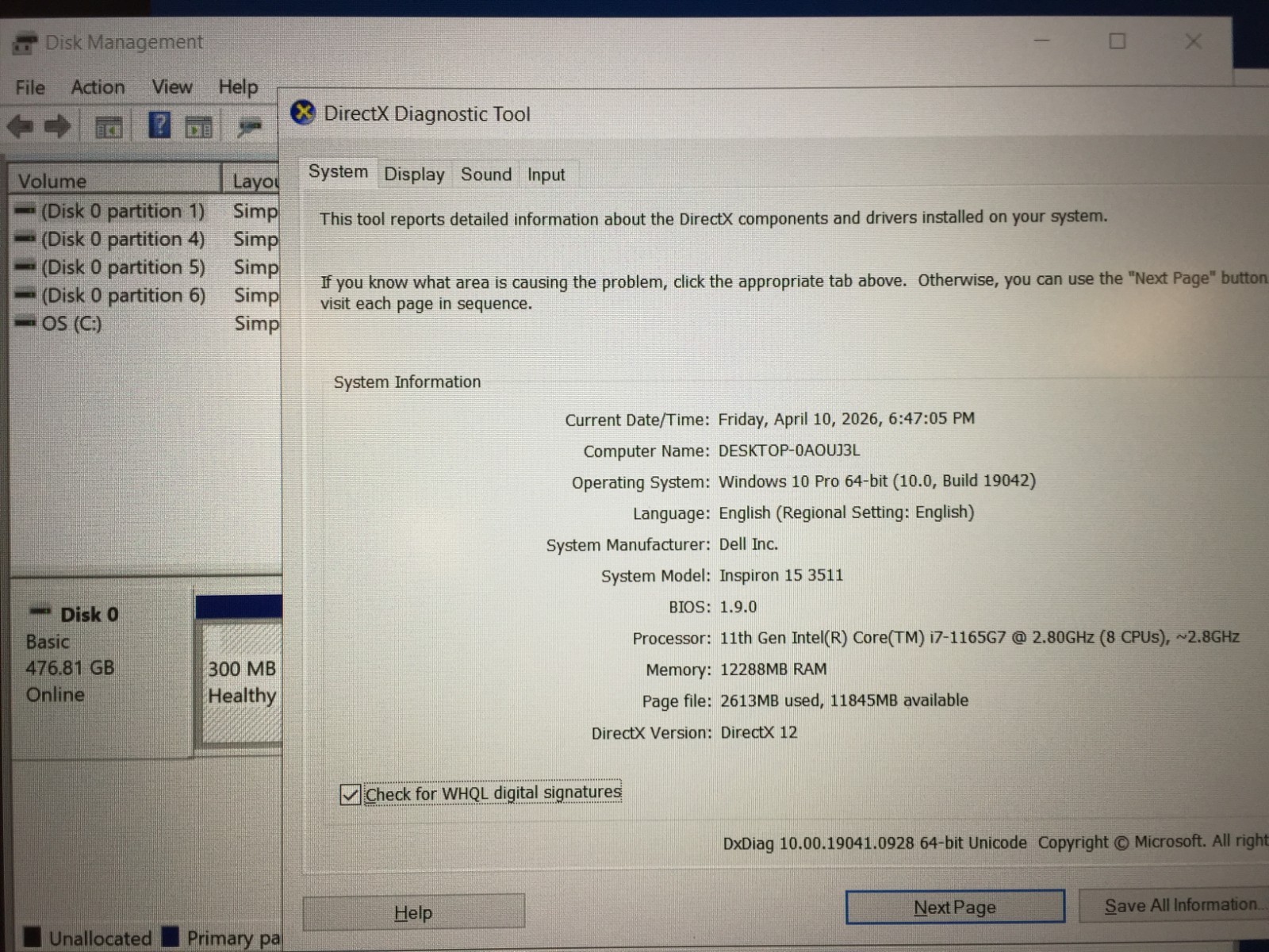 Dell Inspiron 15 15.6” 3511 Laptop/Intel i7-1165G7/12GB RAM/512GB SSD/Win11 Pro