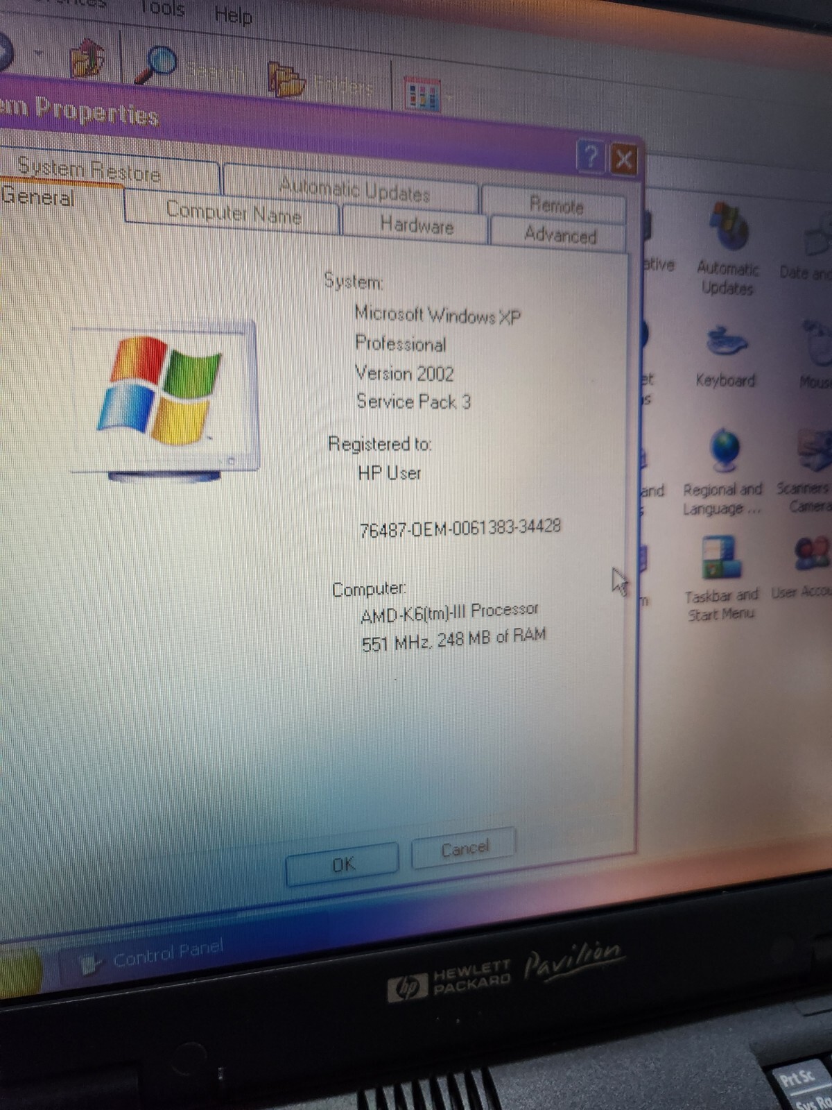 HP Pavilion N3410 12.1” (AMD-K6®-2 @ 551MHz ,256MB RAM , 6.04GB HDD) Win XP Pro
