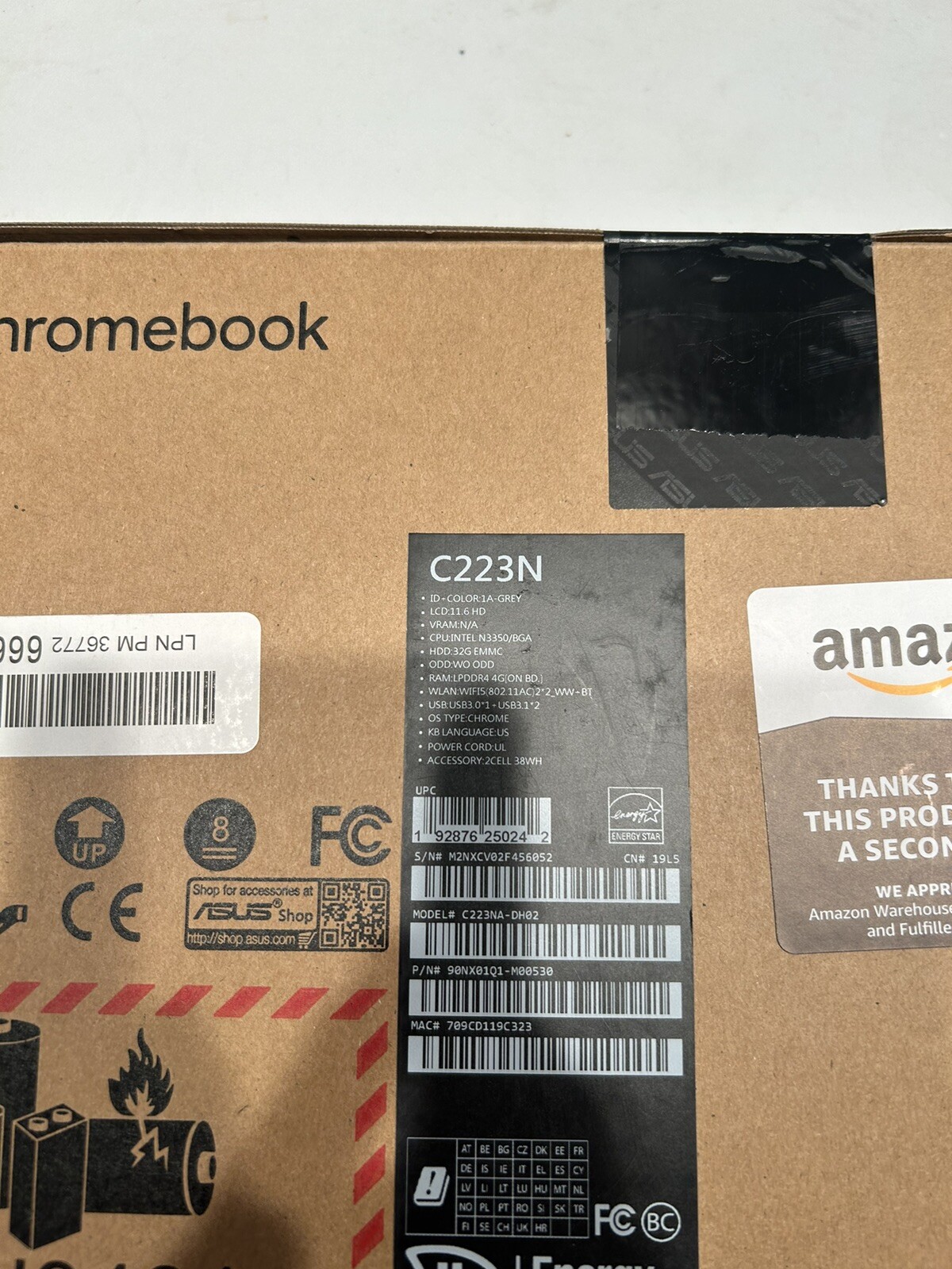 ASUS C223N Intel Celeron N3350 4GB RAM 32GB 11.6 Chromebook Grey