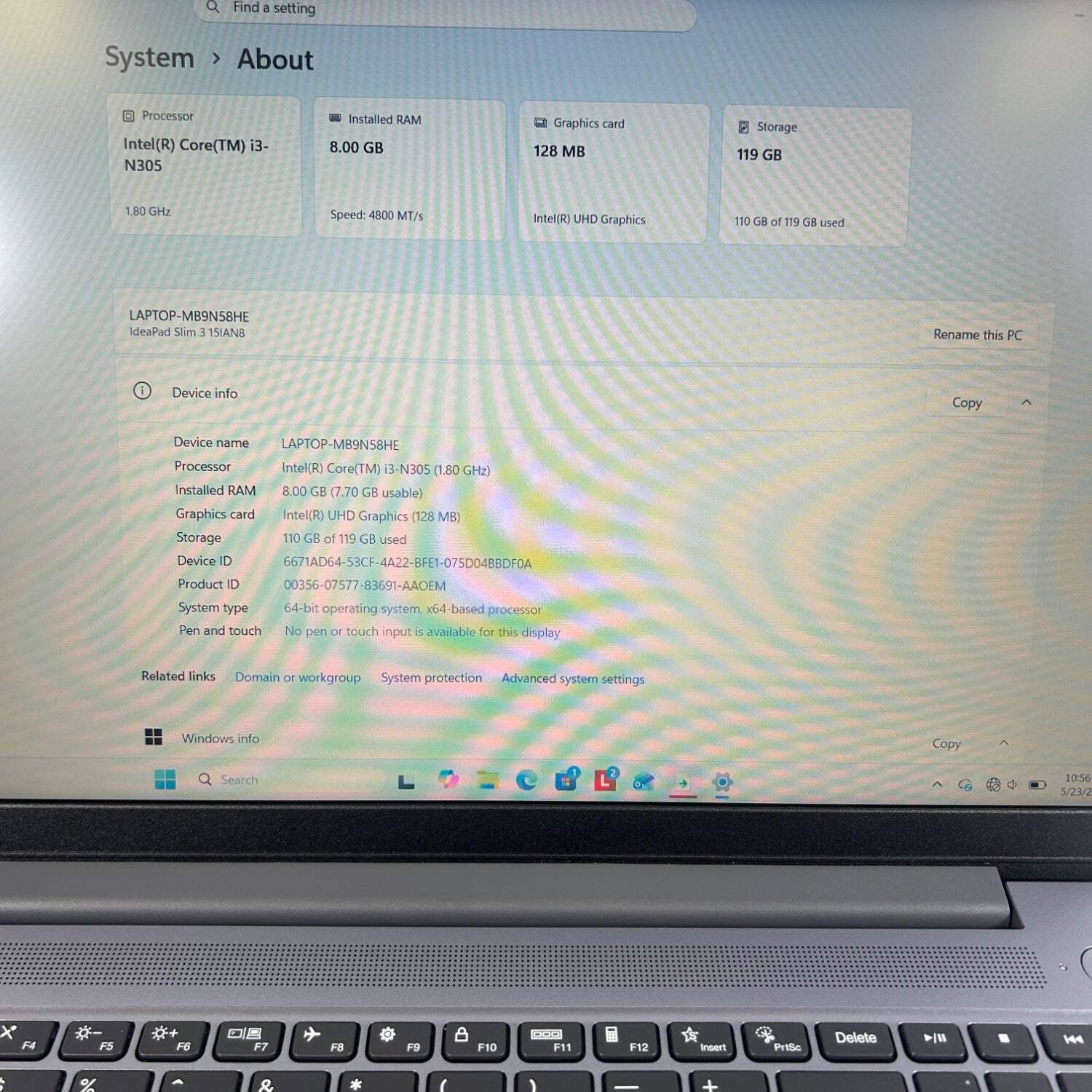 Lenovo IdeaPad 3 82XB 15.6″ i3-N305 1.8GHz 8GB RAM 128GB SSD