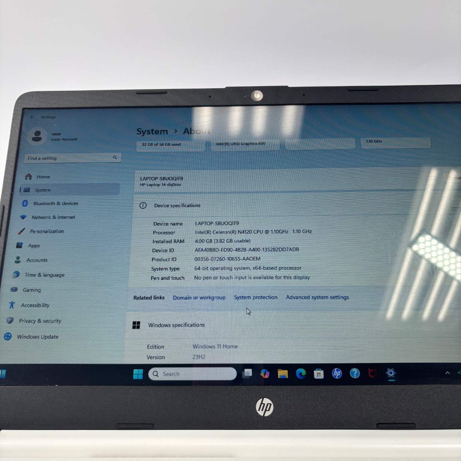 HP Laptop 14-DQ0052DX 14″ Celeron N4120 1.1GHz 4GB RAM 60GB SSD