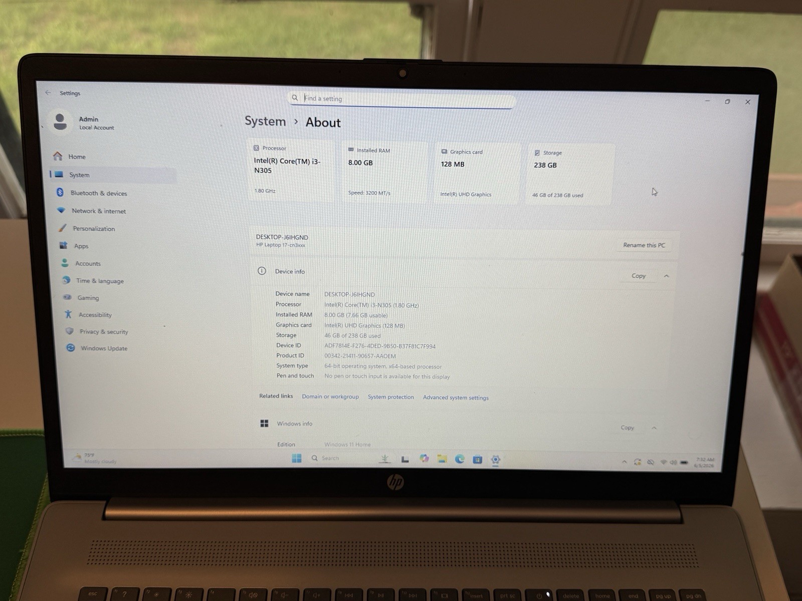 HP 17-cn3003dx 17.3″ Intel i3-N305 1.8GHz 8GB RAM 256GB SSD PRE OWNED
