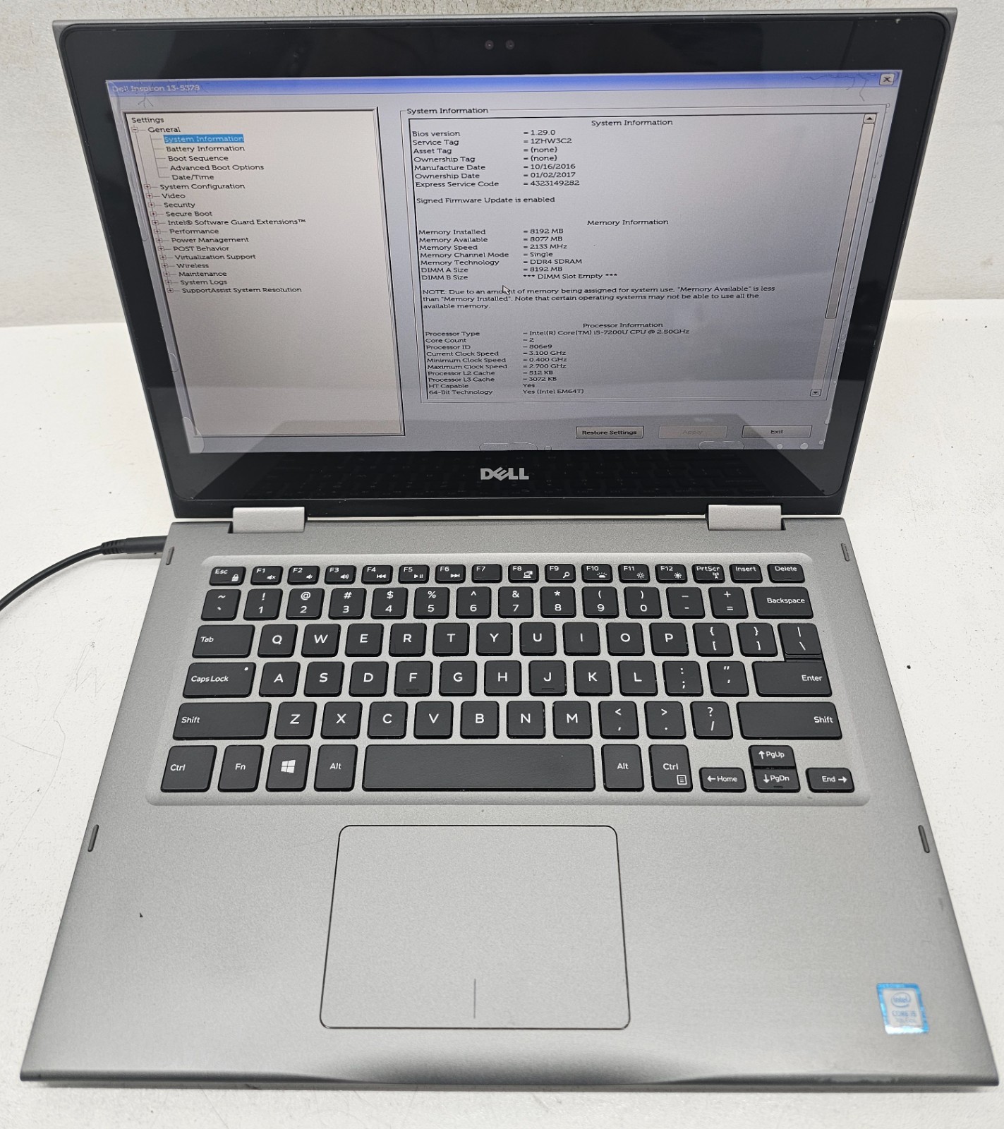 Dell Inspiron 13-5378 13.3″ Laptop Intel Core i5-7200U 8GB Ram NO HD/OS (FL)