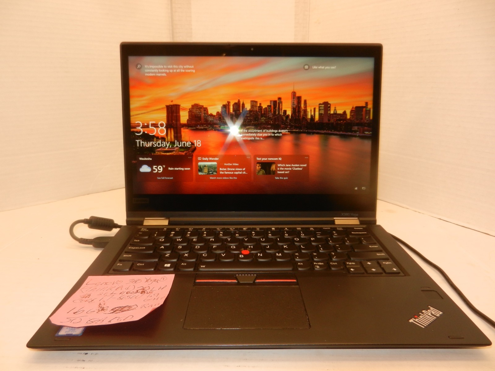 LENOVO THINKPAD X380 YOGA 13.3″ CORE i7-8650U@1.9GHZ 16GB RAM 512GB SSD WIN 10 A