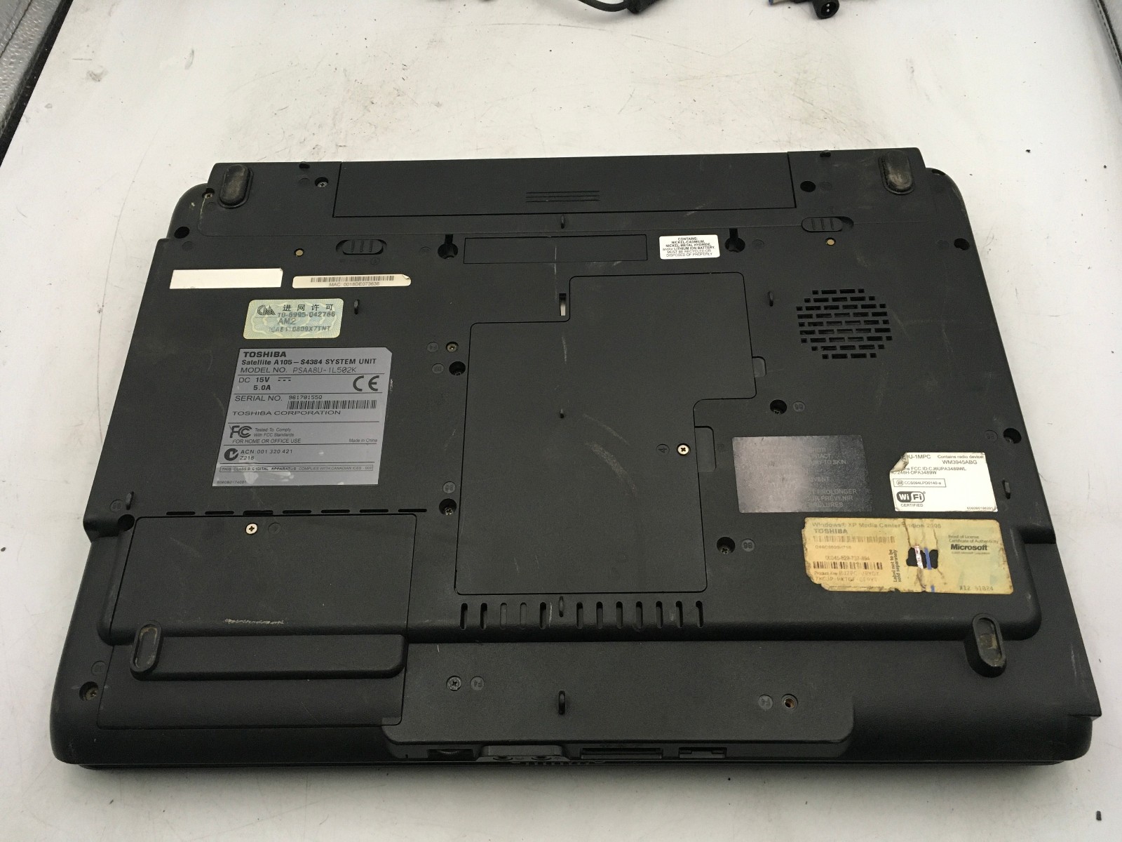 TOSHIBA SATELLITE A105 S4384 -FOR PARTS/REPAIR- Intel 2 Duo T5500 – 1GB RAM – BB