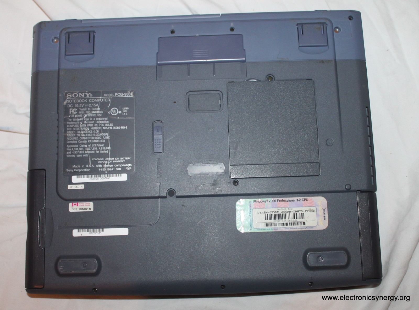 Sony VAIO PCG-F650K Laptop Pentium III 600MHz 256MB RAM 80GB HDD Windows 2000