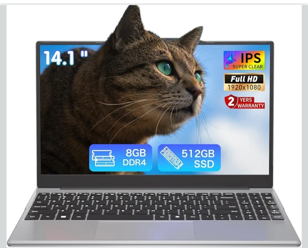 14.1in FHD IPS Laptop Intel Celeron N5095 8GB RAM 512GB SSD Wi-Fi BT