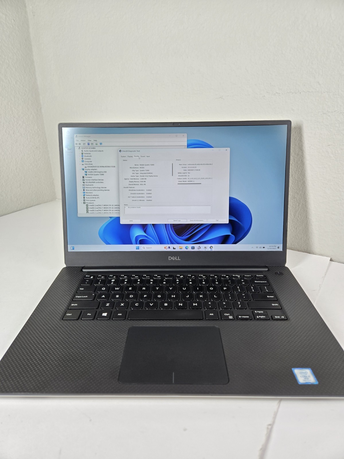 DELL Precision 5540 i7-9850H 2.6GHz 16Gb RAM 512Gb NVMe NVIDIA Quadro T2000