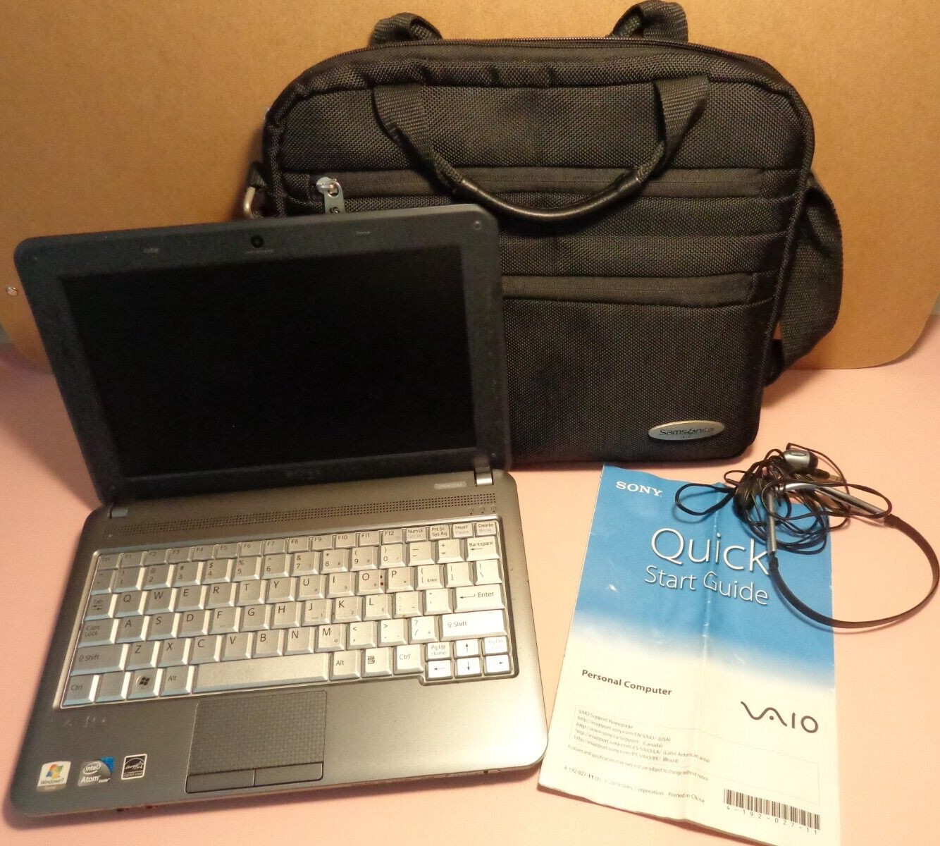 Blue Sony Vaio PCG-21313L/VPCM121 AX NetBook💗Case/Power Adaptor /Headphones-10″