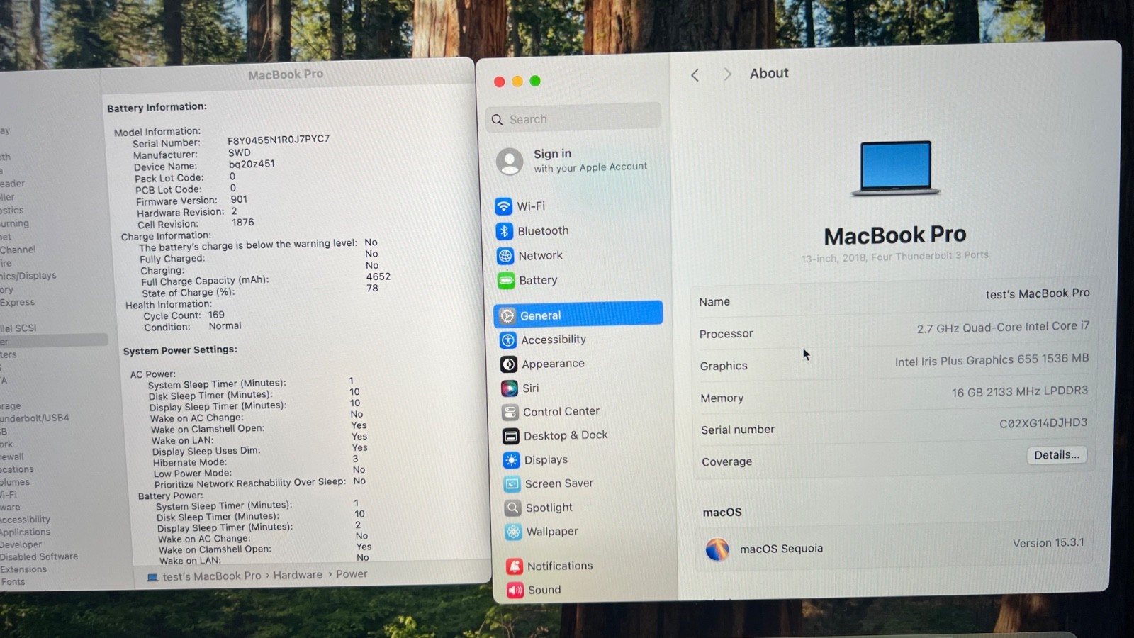 APPLE MacBook Pro 2018 Core i7 2.7 13″ 16GB RAM 2TB A1989 170 Battery Cycles!