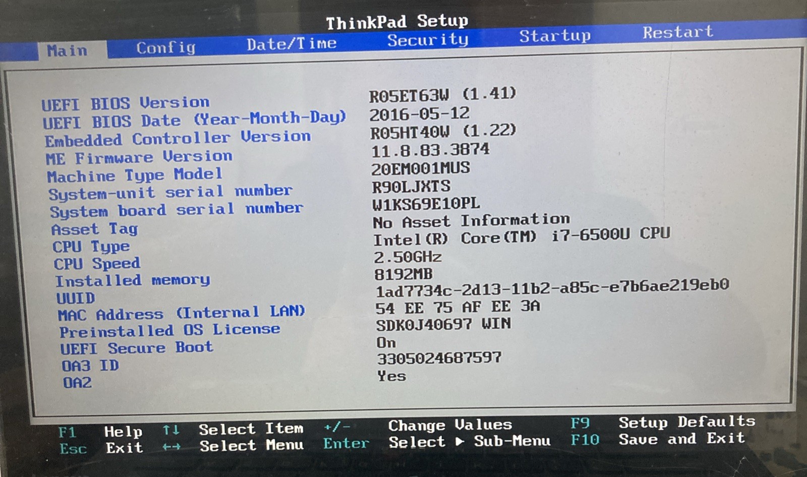 Lenovo Thinkpad Yoga 460 Intel i7-6500U 8GB RAM No OS/HDD Boot to BIOS