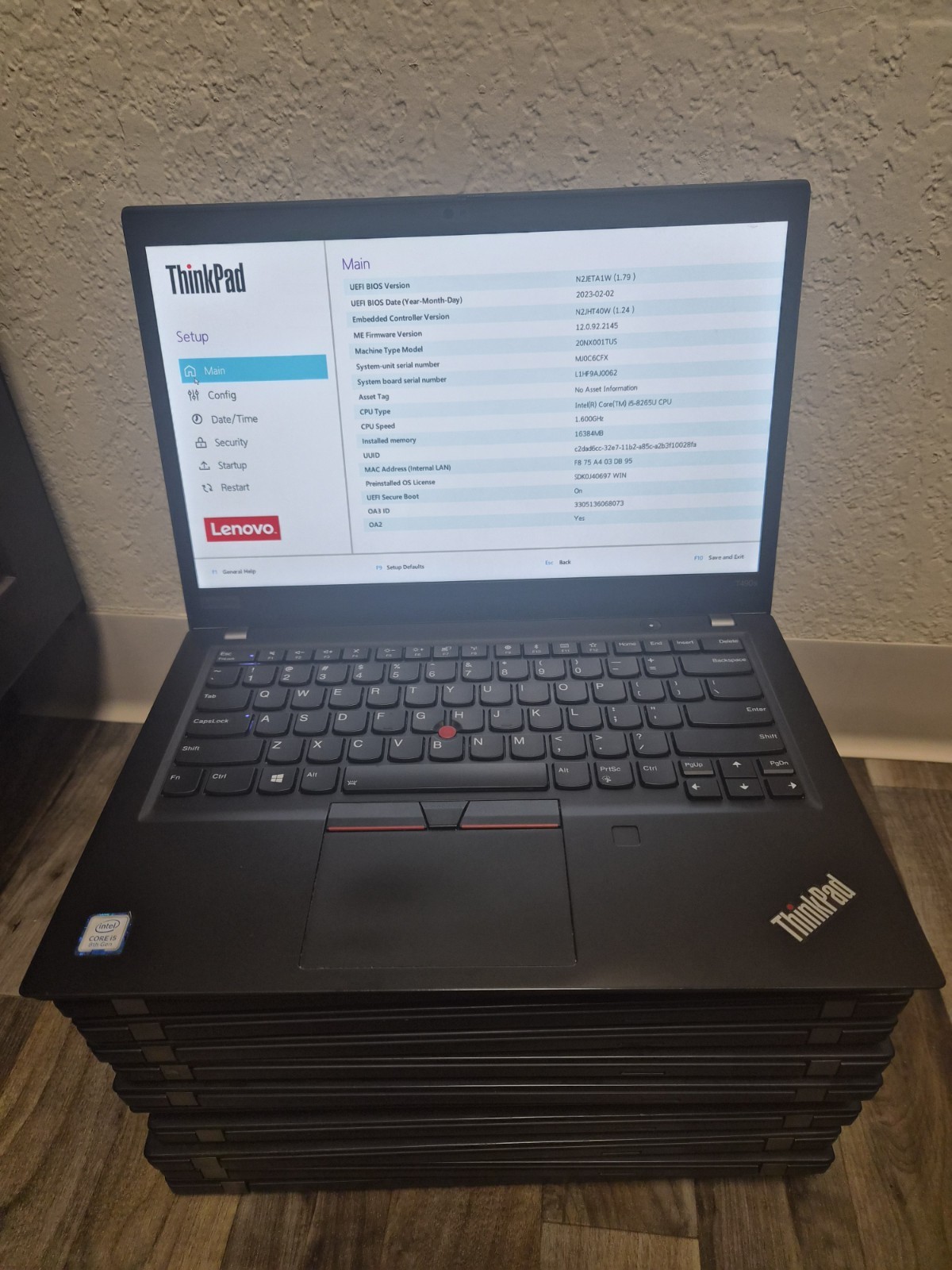 Lenovo ThinkPad T490s Intel Core i5-8365U 1.6Ghz 16GB Ram No SSD 14″ Laptop