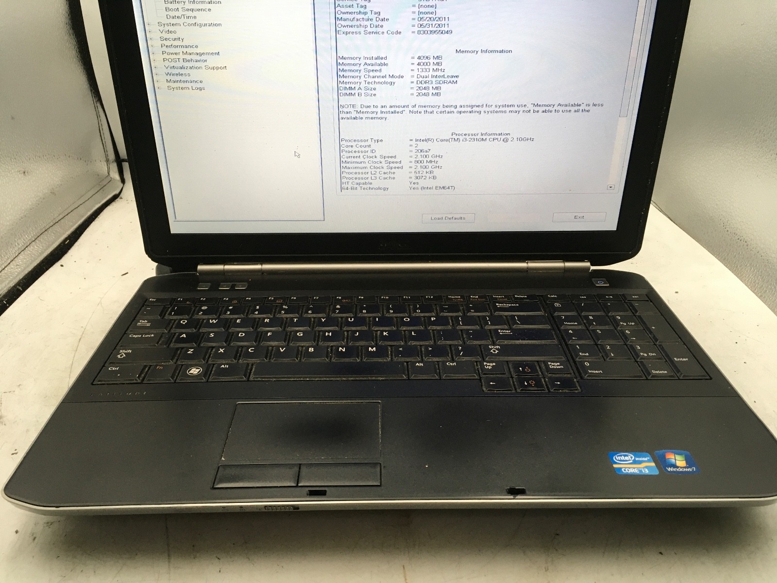 DELL LATITUDE E5520 – BOOTS TO BIOS – INTEL I3 2310 – 4GB RAM – 15″ – READ – BB!
