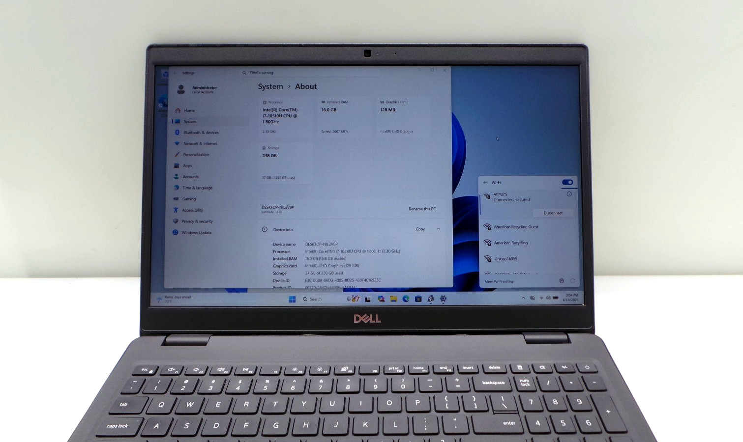 Dell Latitude 3510 15.6″ | i7-10510U 1.80GHz | 16GB RAM 256GB NVMe | WIN 11 PRO