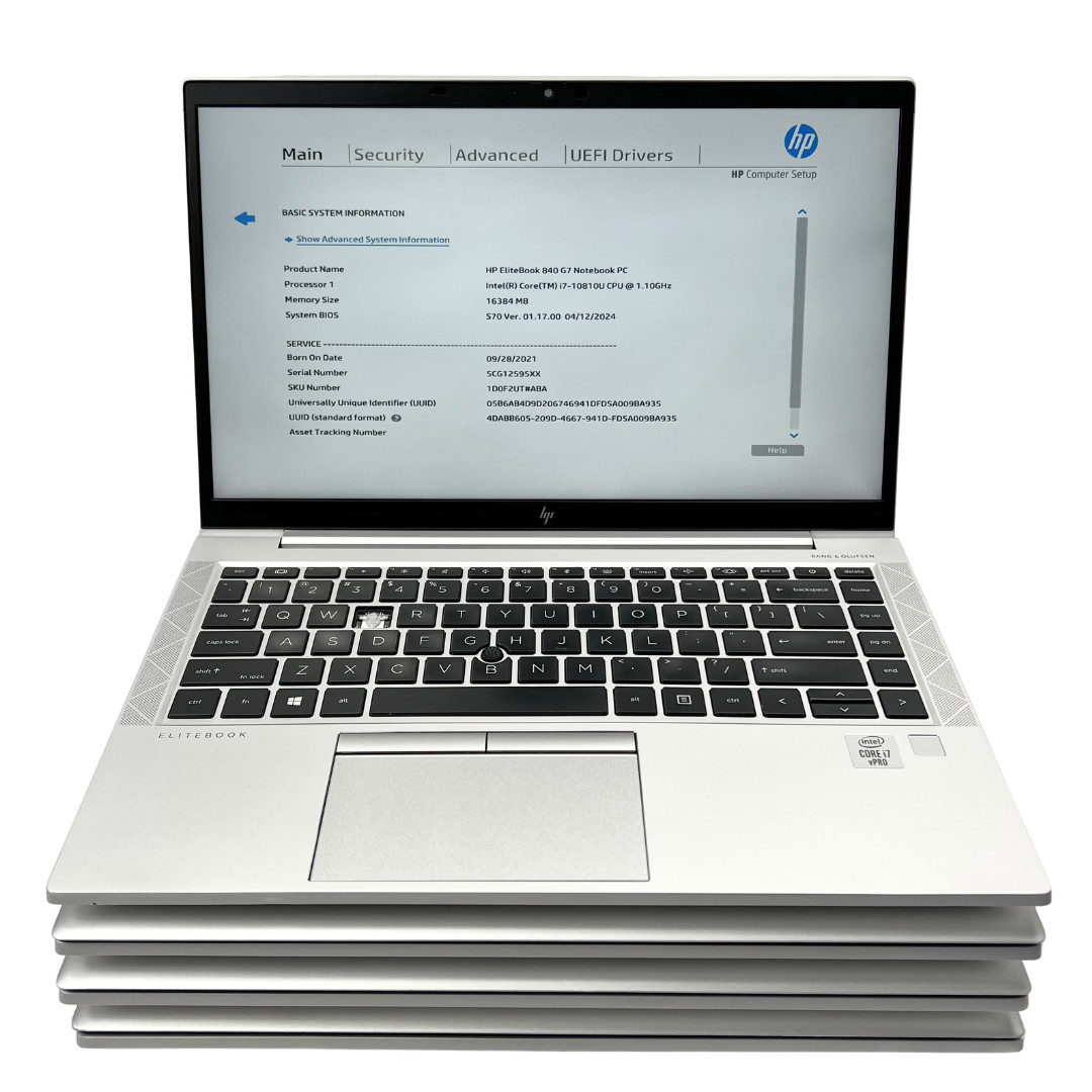 (LOT OF 4) HP EliteBook 840 G7 14″ Intel Core i7-10810U 16GB RAM NO SSD/OS