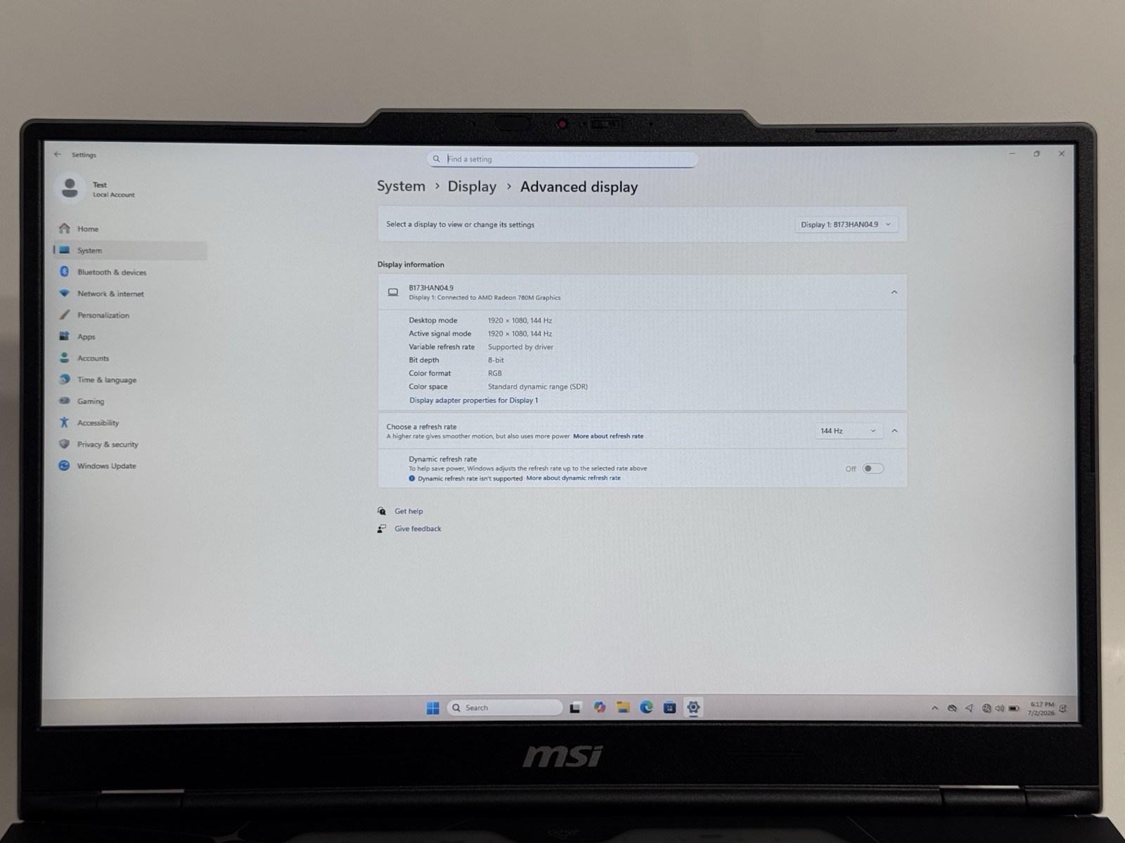 MSI Cyborg A17 AI B2HWEKG Ryzen 7 260 3.8GHz 16GB RAM 1TB SSD GeForce RTX 5050