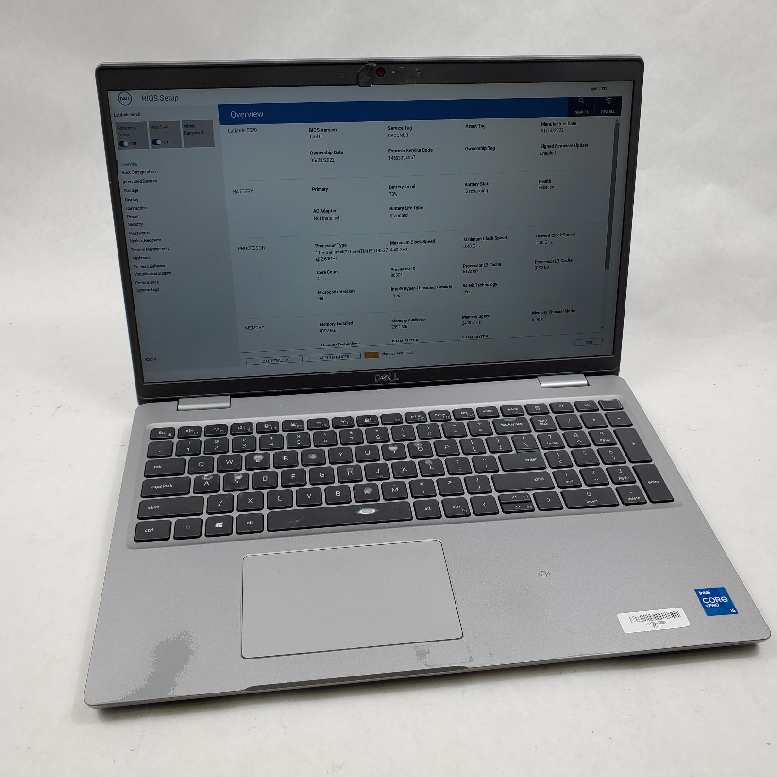 Dell Latitude 5520 Intel Core i5-1145G7 2.60GHz 8GB RAM NO SSD/AC *READ
