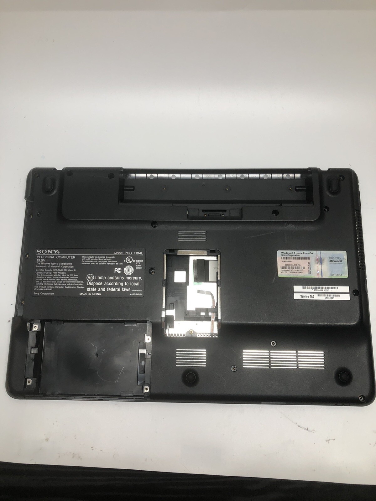 sony VAIO Model PCG 7184L palmrest and back cover w/ keyboard