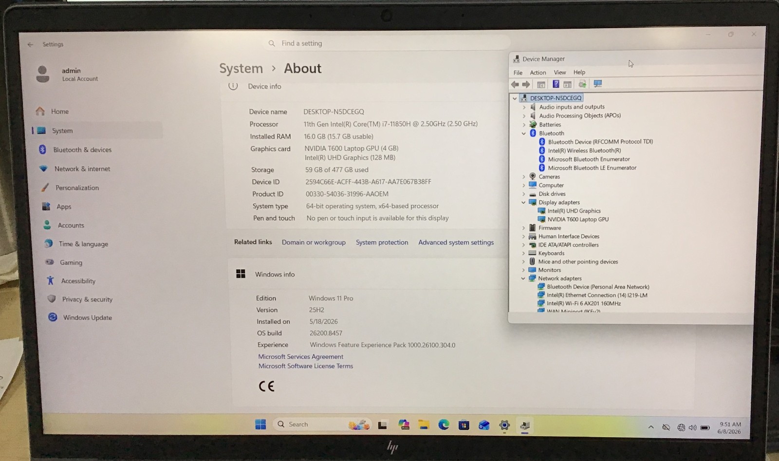 HP ZBOOK POWER G8 15.6″ I7-11850H 2.5GHz 16GB 512GB NVIDIA T600 4GB 11 PRO