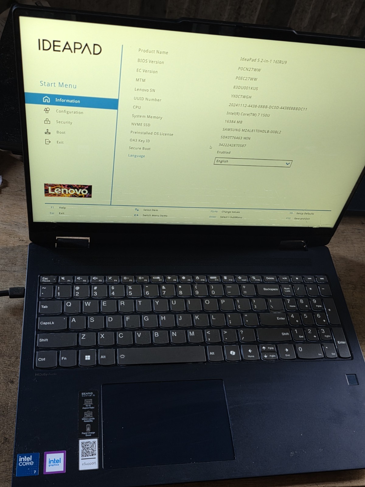 Lenovo IdeaPad Slim 5 16IRU9 2n1 16″ Touch , Intel Core 7 150u 16 gb Hinges