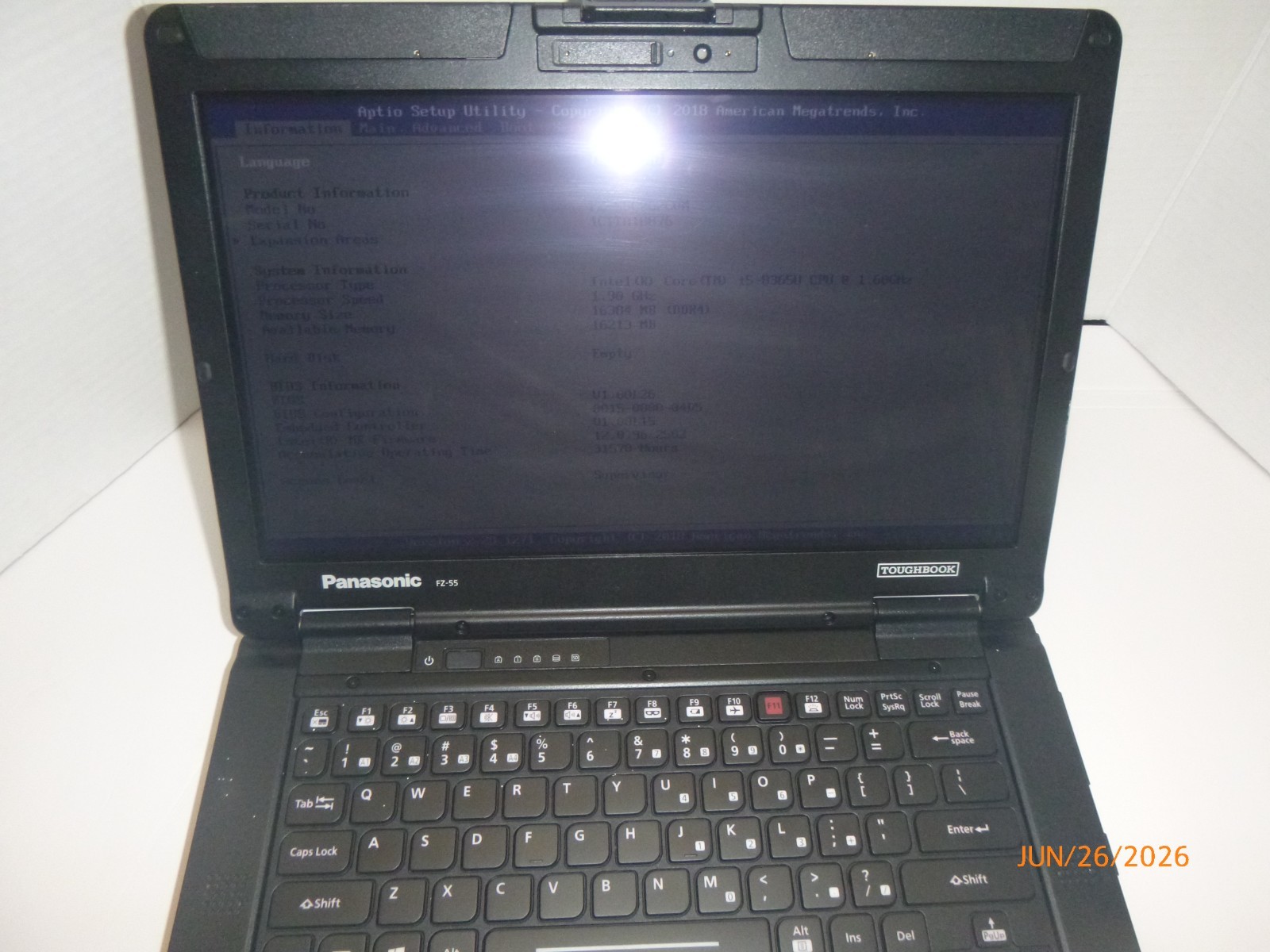 Panasonic FZ 55 Toughbook i5-8365U 1.6GHz 16GB – Touch – Webcam