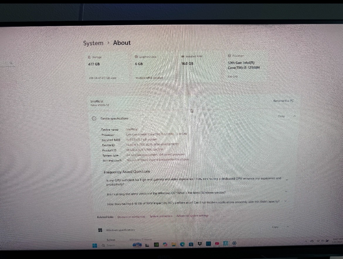 2022/2023 Acer Nitro 5 AN515‑58 model with i5‑12500H, RTX 4050 6 GB, 16 GB RAM,