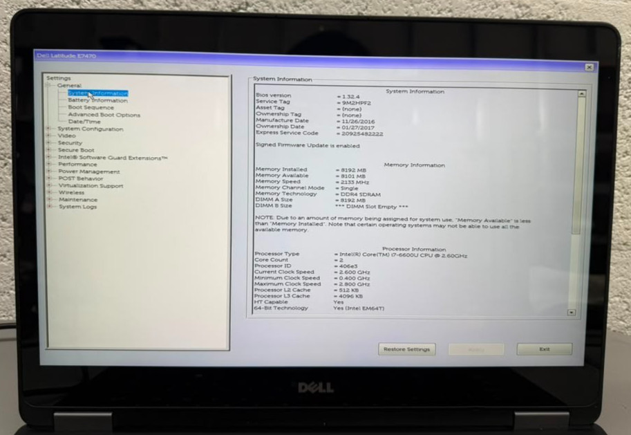 Dell Latitude E7470 14″ Touch i7-6600U Parts