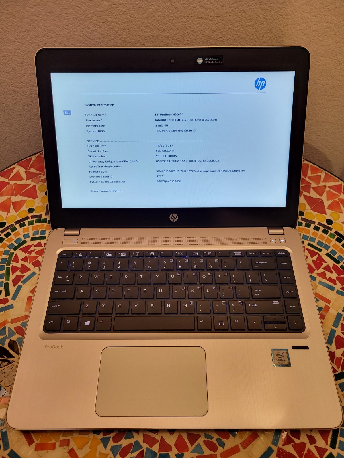 HP PROBOOK 430 G4 Intel Core i7-7500U @2.70GHz – 8GB RAM – No HDD/OS