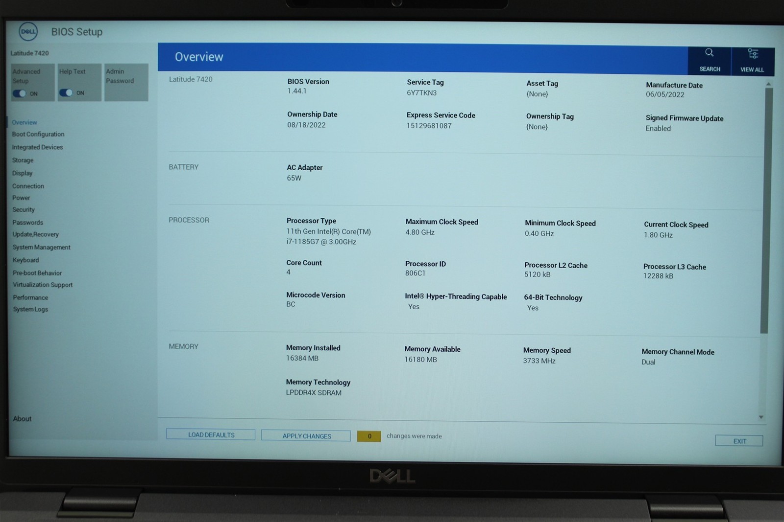 Dell Latitude 7420 14″ FHD Touch i7-1185G7 3.0GHz 256GB SSD 16GB RAM NO OS