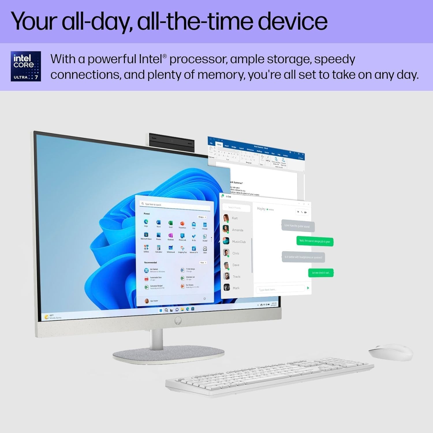 HP All-in-One 27″ Desktop Touchscreen Computer, Ultra 7-155U, 32GB RAM 1TB SSD