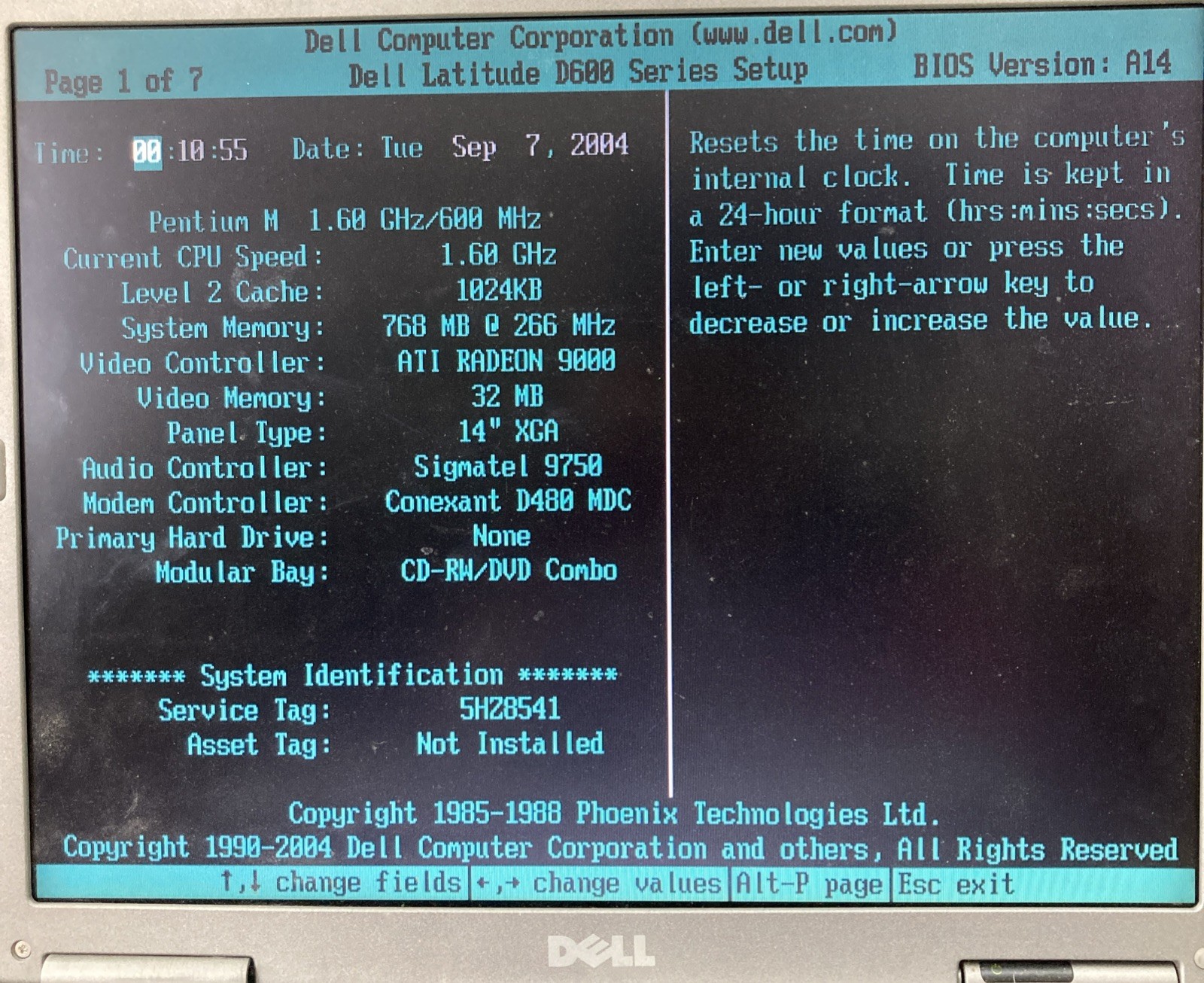 Dell Latitude D600 Intel Pentium M 1.6GHz 1 MB NO HDD Boot to BIOS