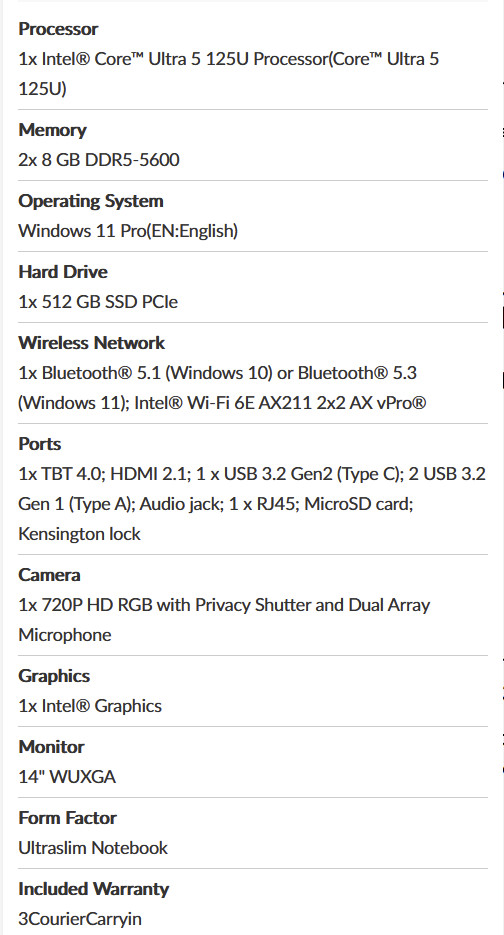 Lenovo ThinkPad L14 Gen 5 14″ Intel Core Ultra 5 125U 16GB 512GB W11 Enterprise