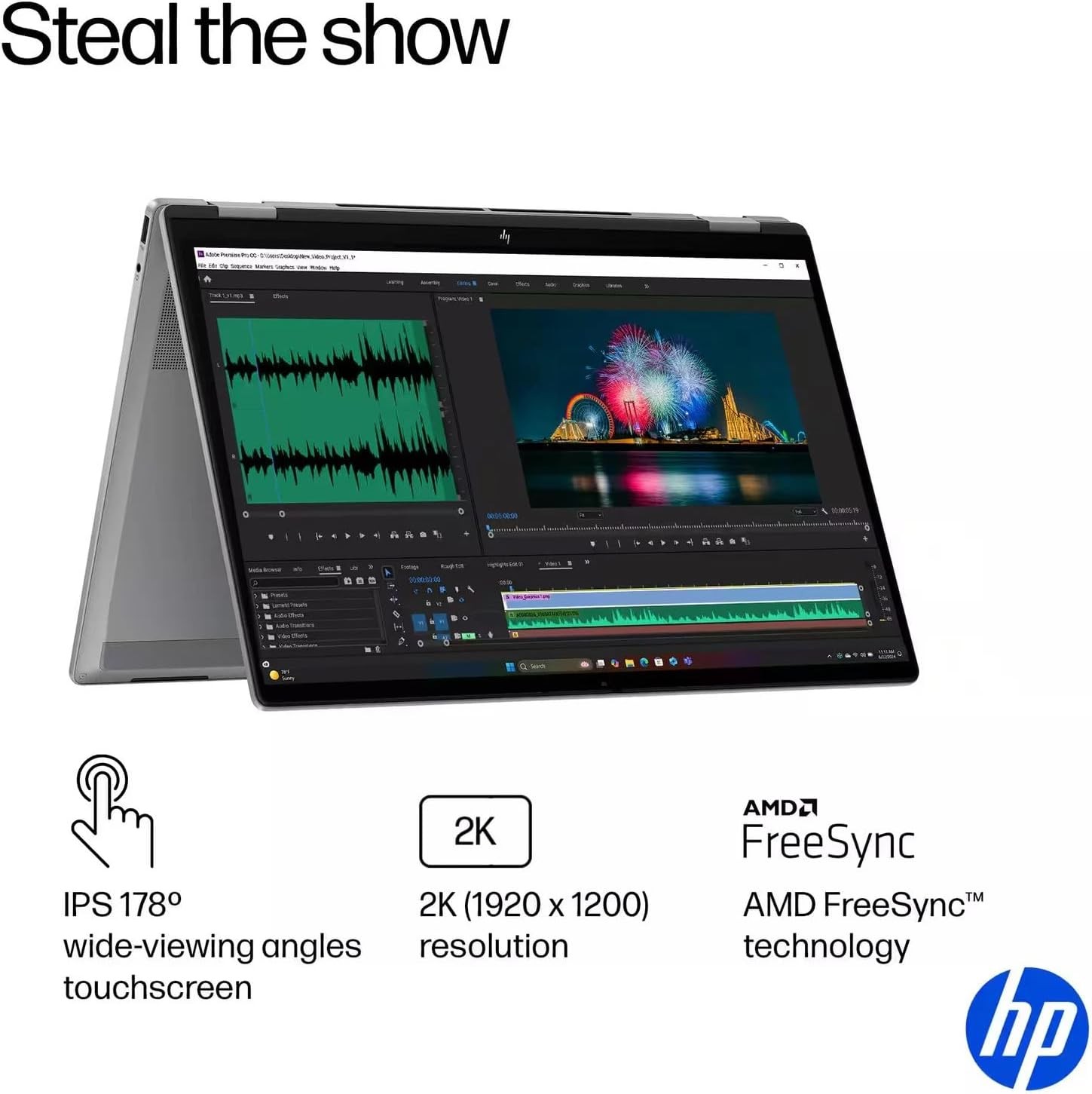 HP OmniBook X Flip 16″ 2K Touch Laptop AMD Ryzen AI R5-340 16GB RAM 512GB SSD