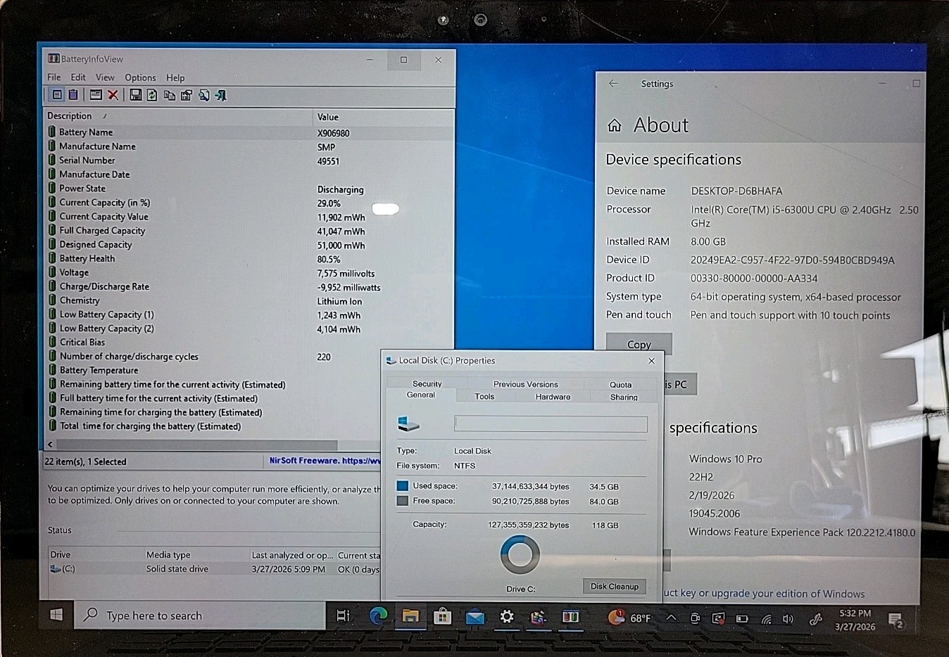 Microsoft Surface Book Intel Core i5-6300U @ 2.4GHz 8GB RAM 128GB SSD W10P *READ