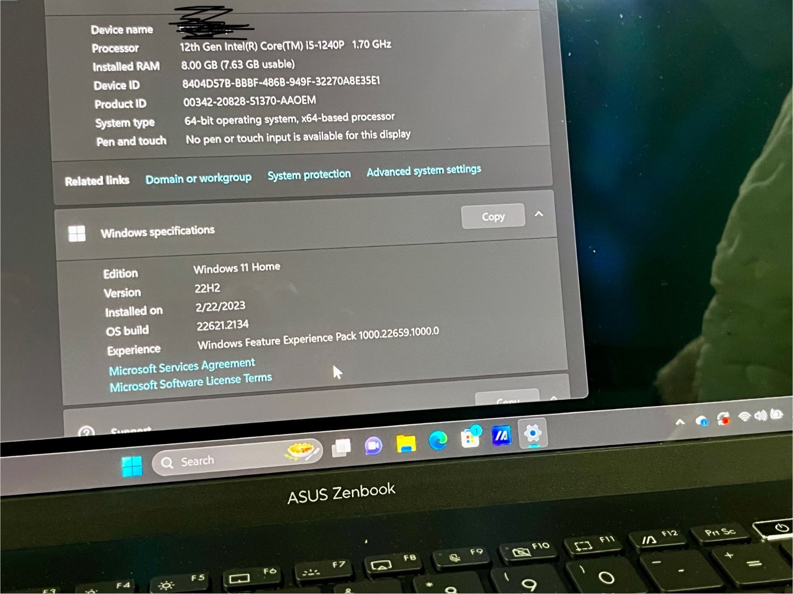 Asus ZenBook 14 OLED UX3402ZA i5-1240P 1.7GHz 8GB 256GB SSD 14″ 2.8K Win11