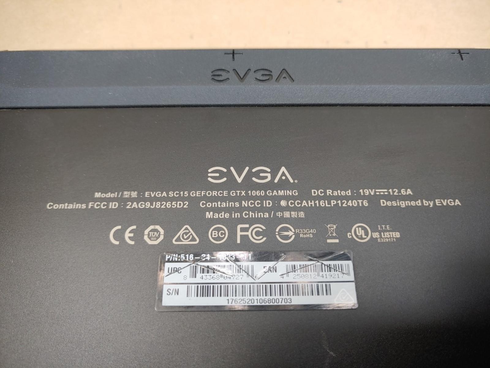 EVGA SC15 GEFORCE GTX 1060 Gaming 15.6″ i7-7700HQ✔16GB✔256GB✔ **NO BATT/NO OS**