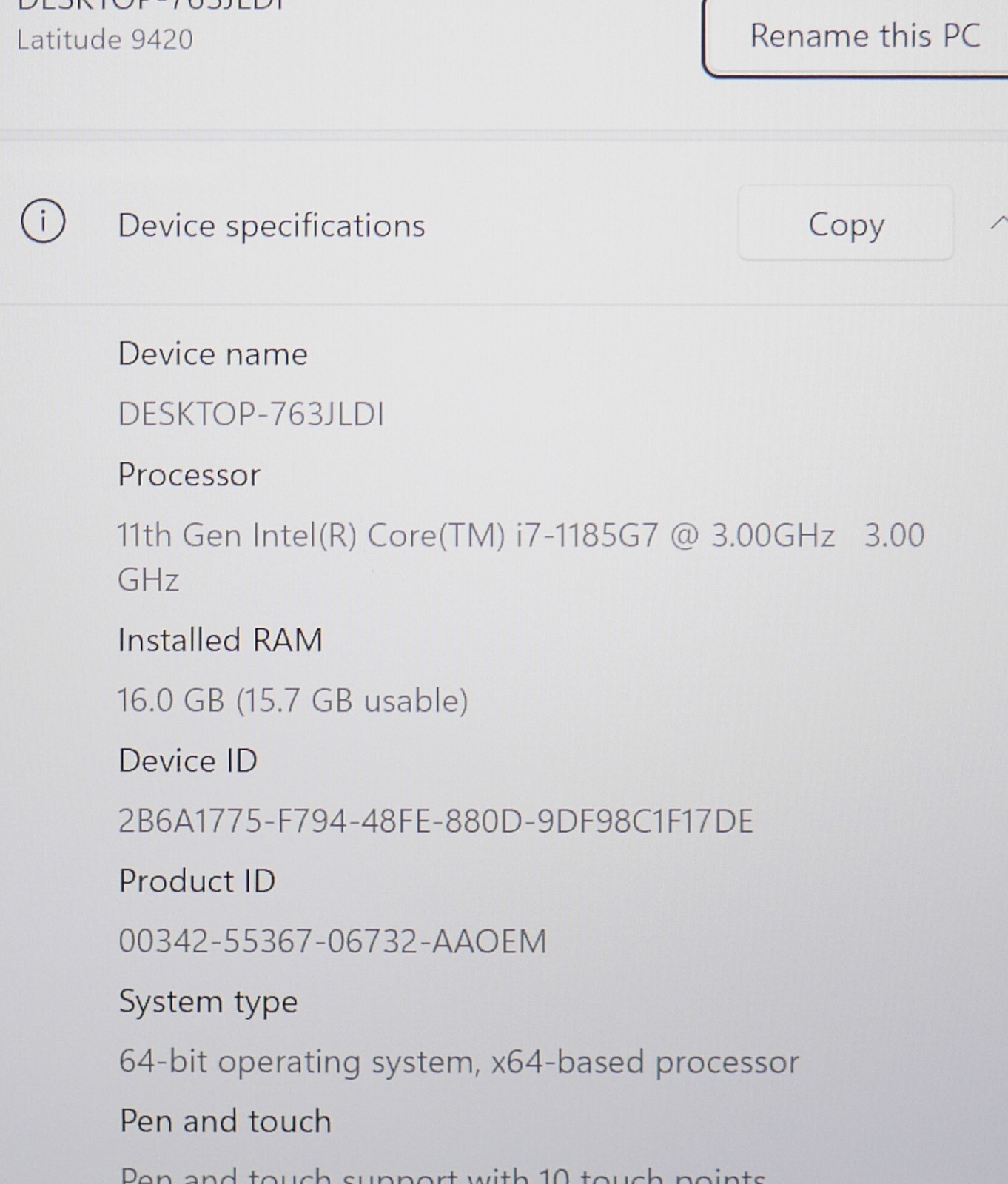 Dell Latitude 9420 2-in-1 Intel Core i7-11th Gen 16GB 256GB SSD Windows 11 PRO