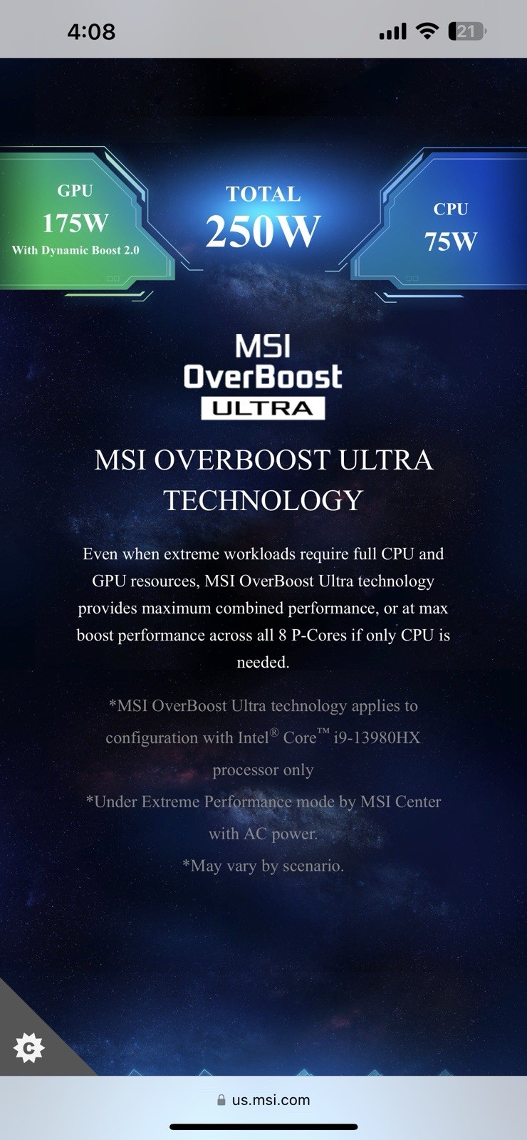 MSI Titan GT77 HX 13VH 17.3″ (2TB SSD, I9-13980HX, 4080, 64gb DDR5)