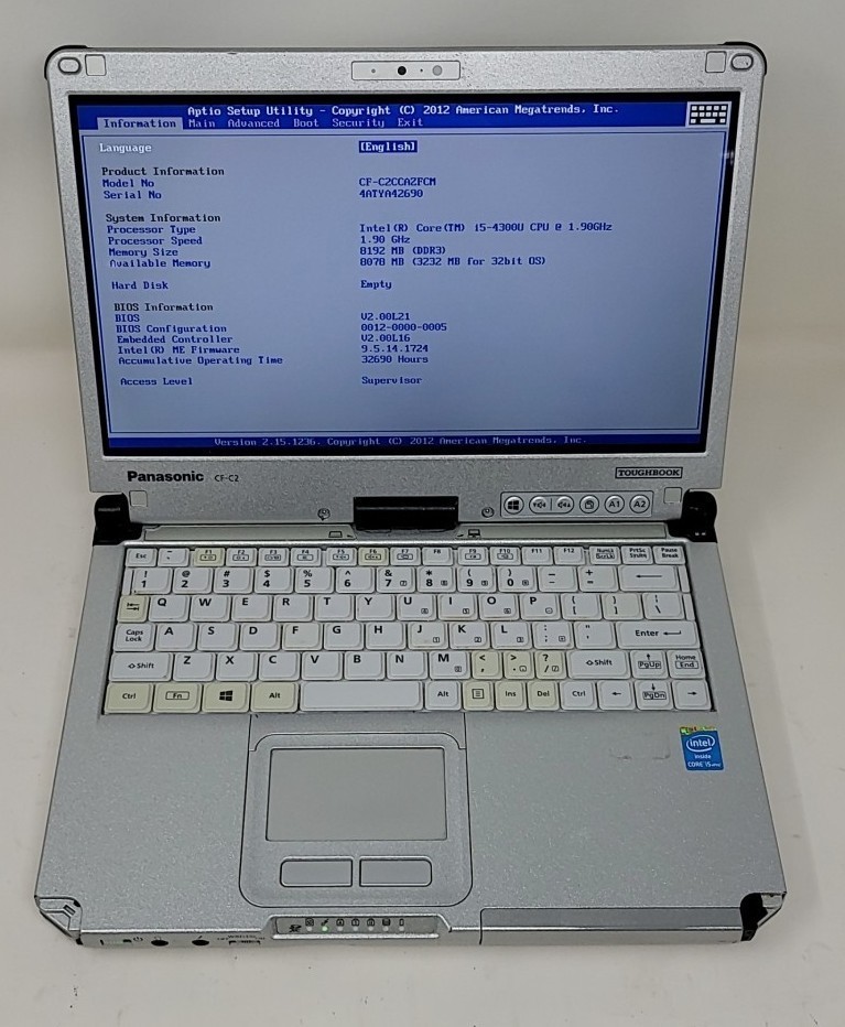 PANASONIC CF-C2CCAZFCM Rugged Laptop Intel I5-4300U 8GB SEE NOTES