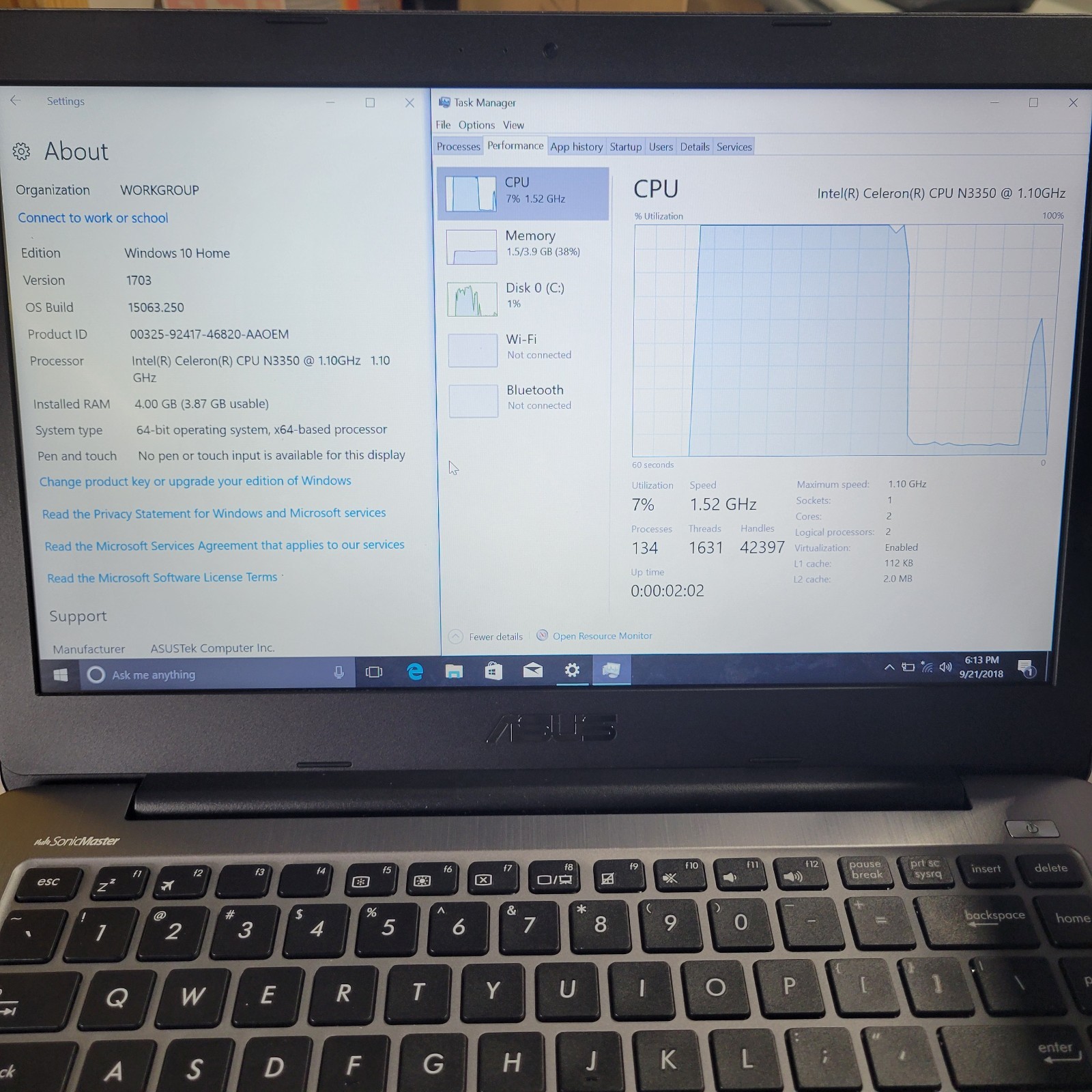 Asus Notebook PC E403N E403N 14″ Celeron N3350 1.1GHz 4GB RAM (FOR PARTS/REPAIR)