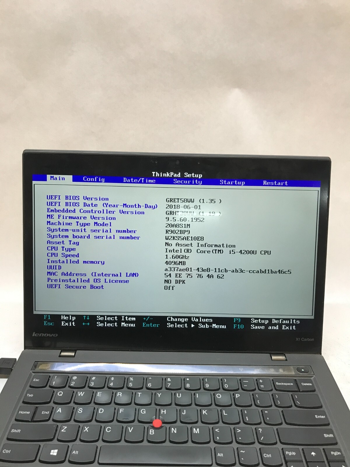 Lenovo ThinkPad X1 Carbon 2nd Gen 14″ Intel Core i5-4200U 4GB RAM NO HDD/OS – DW