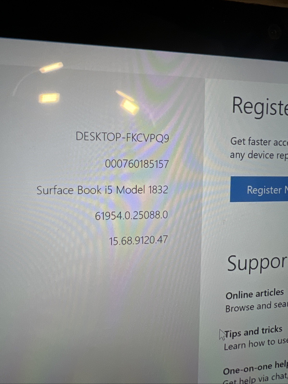 Microsoft Surface Book 2 Model 1832 I5-7300 256SSD