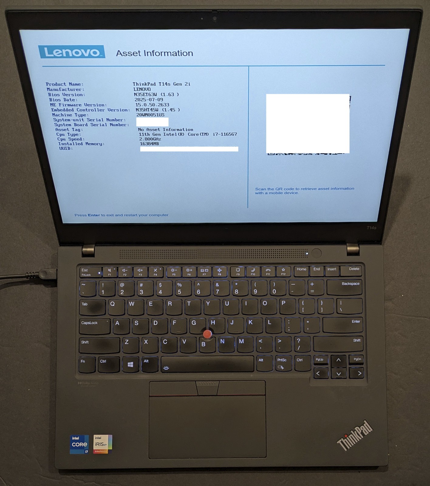 Lenovo T14s Gen 2 14″, i7-1165G7, 16GB RAM, 512GB SSD